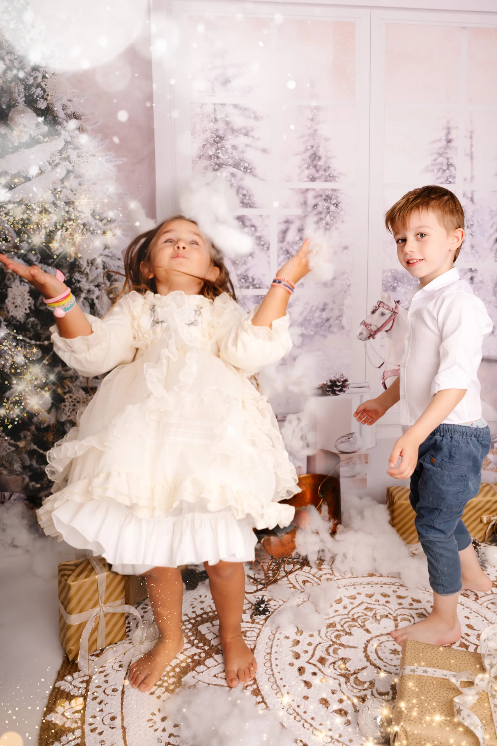 kids playing on a christmas day