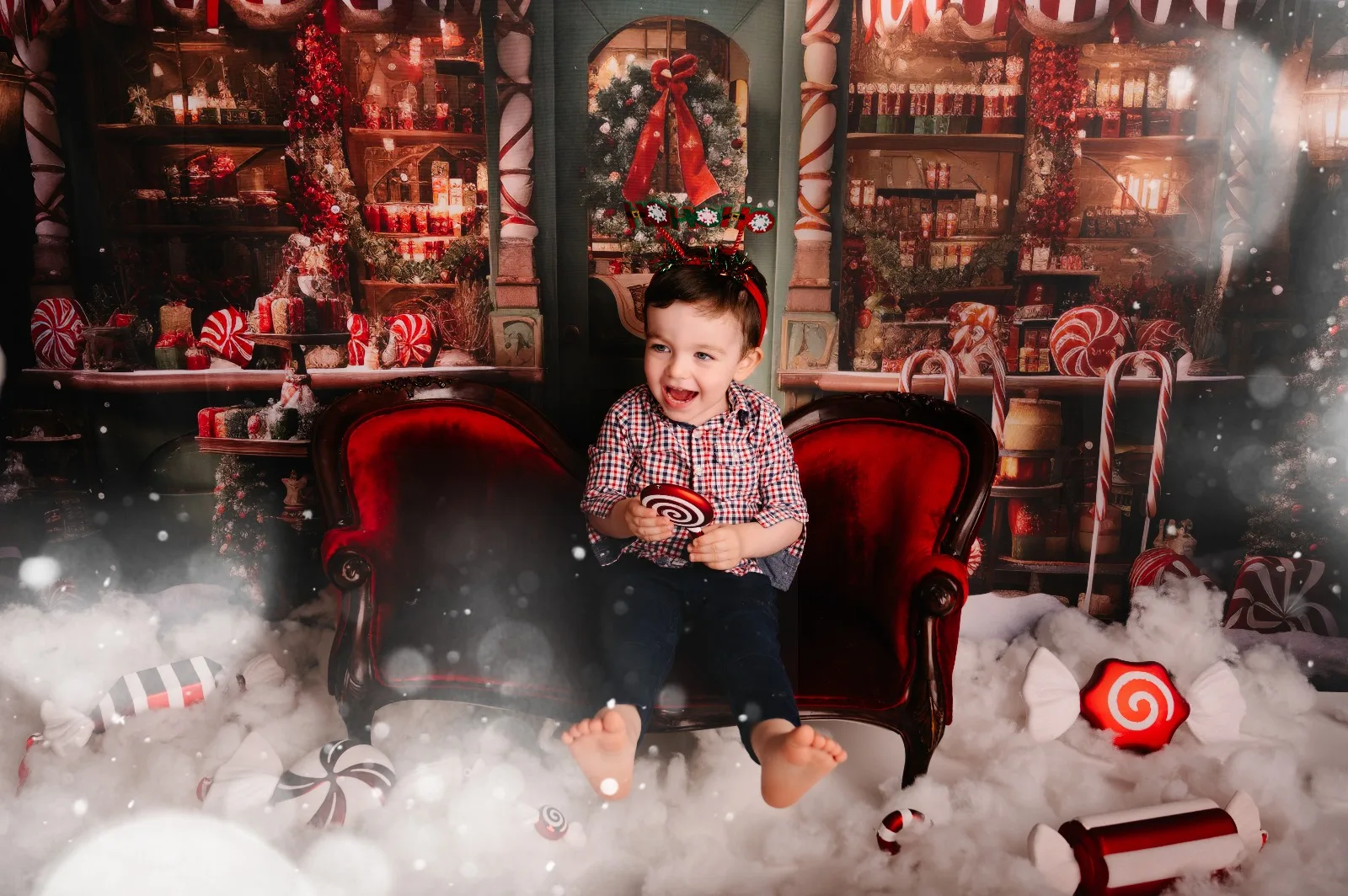 Dinos on a Christmas day Kerst fotoshoot